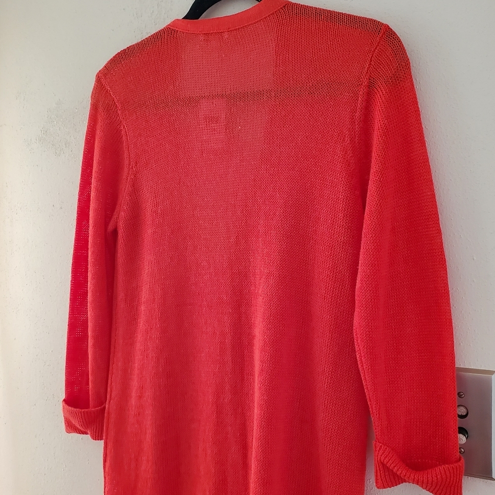 J.Jill Linen blend v-neck cardigan- paprika - Picture 6 of 7